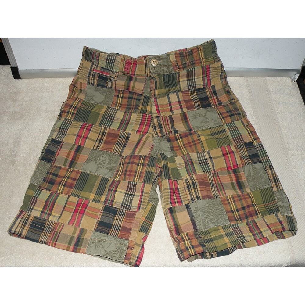 Junction West Men’s 32 Madras Patchwork Shorts 11 Inch Inseam Cotton